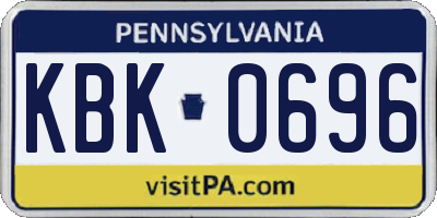 PA license plate KBK0696