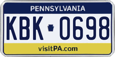 PA license plate KBK0698