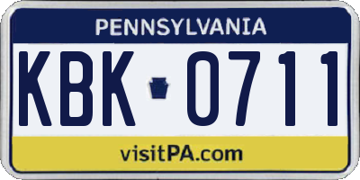 PA license plate KBK0711