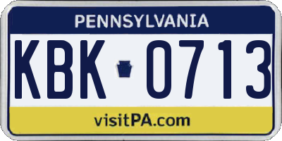 PA license plate KBK0713