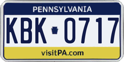 PA license plate KBK0717