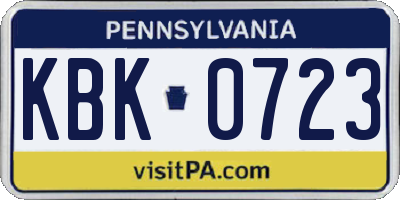 PA license plate KBK0723