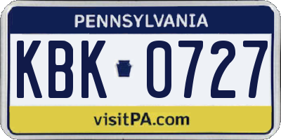 PA license plate KBK0727