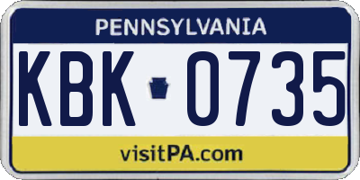 PA license plate KBK0735