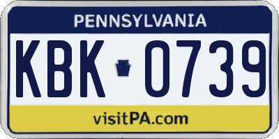 PA license plate KBK0739