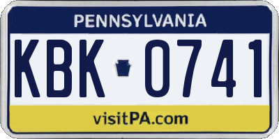 PA license plate KBK0741