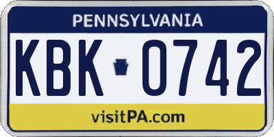 PA license plate KBK0742