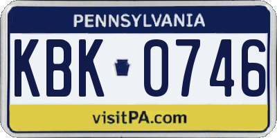 PA license plate KBK0746