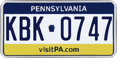 PA license plate KBK0747