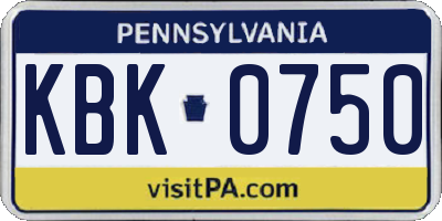 PA license plate KBK0750