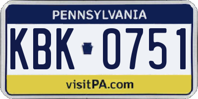 PA license plate KBK0751