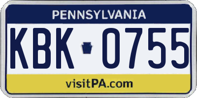 PA license plate KBK0755