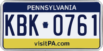 PA license plate KBK0761
