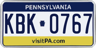 PA license plate KBK0767