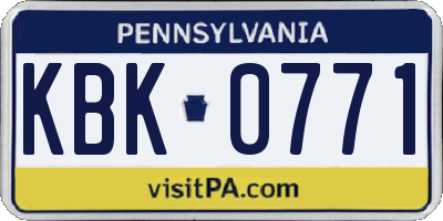 PA license plate KBK0771