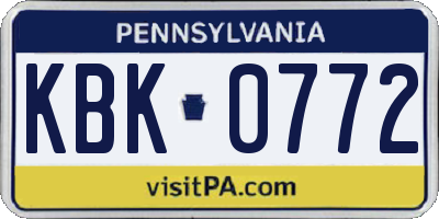 PA license plate KBK0772