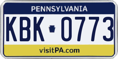 PA license plate KBK0773