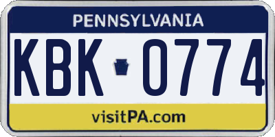 PA license plate KBK0774