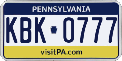PA license plate KBK0777
