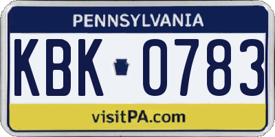 PA license plate KBK0783