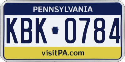 PA license plate KBK0784
