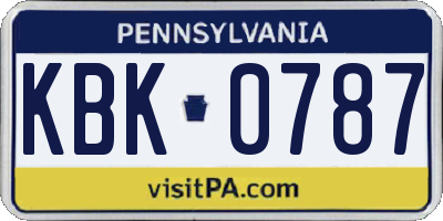PA license plate KBK0787