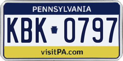 PA license plate KBK0797