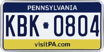 PA license plate KBK0804