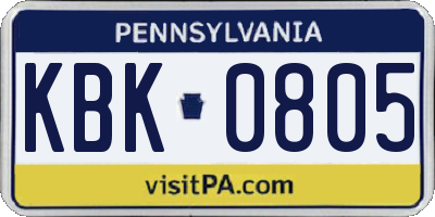 PA license plate KBK0805