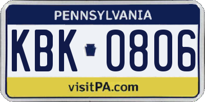 PA license plate KBK0806