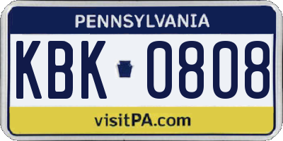 PA license plate KBK0808