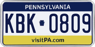 PA license plate KBK0809