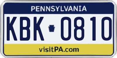 PA license plate KBK0810