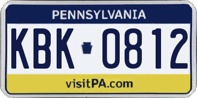 PA license plate KBK0812