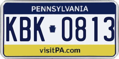 PA license plate KBK0813