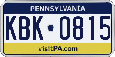 PA license plate KBK0815