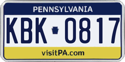 PA license plate KBK0817