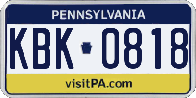 PA license plate KBK0818