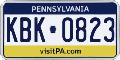 PA license plate KBK0823