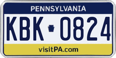 PA license plate KBK0824