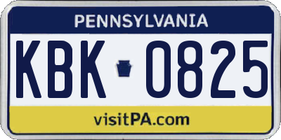 PA license plate KBK0825