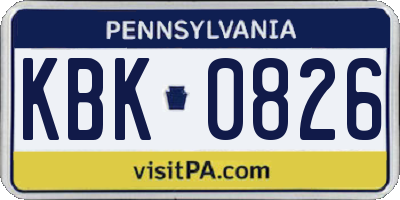 PA license plate KBK0826