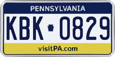 PA license plate KBK0829