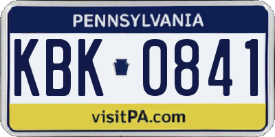 PA license plate KBK0841