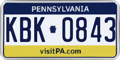PA license plate KBK0843