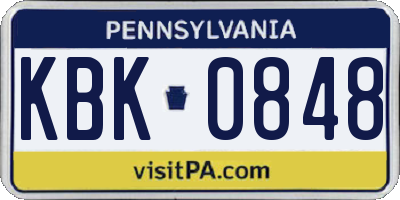 PA license plate KBK0848