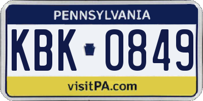PA license plate KBK0849