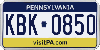 PA license plate KBK0850