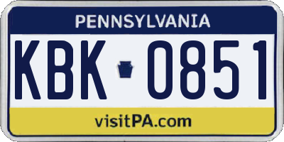 PA license plate KBK0851
