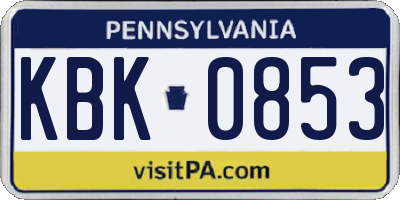 PA license plate KBK0853